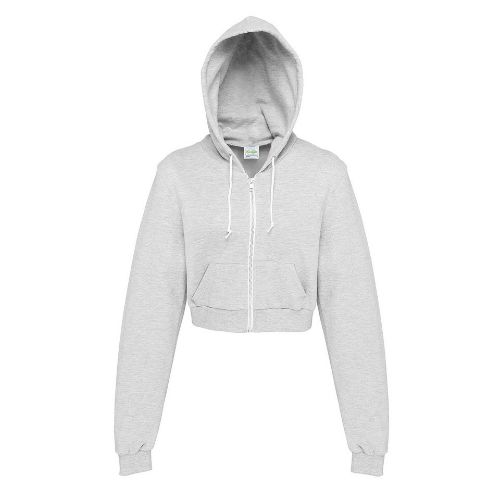 AWDis Just Hoods Girlie Cropped Zoodie Heather Grey